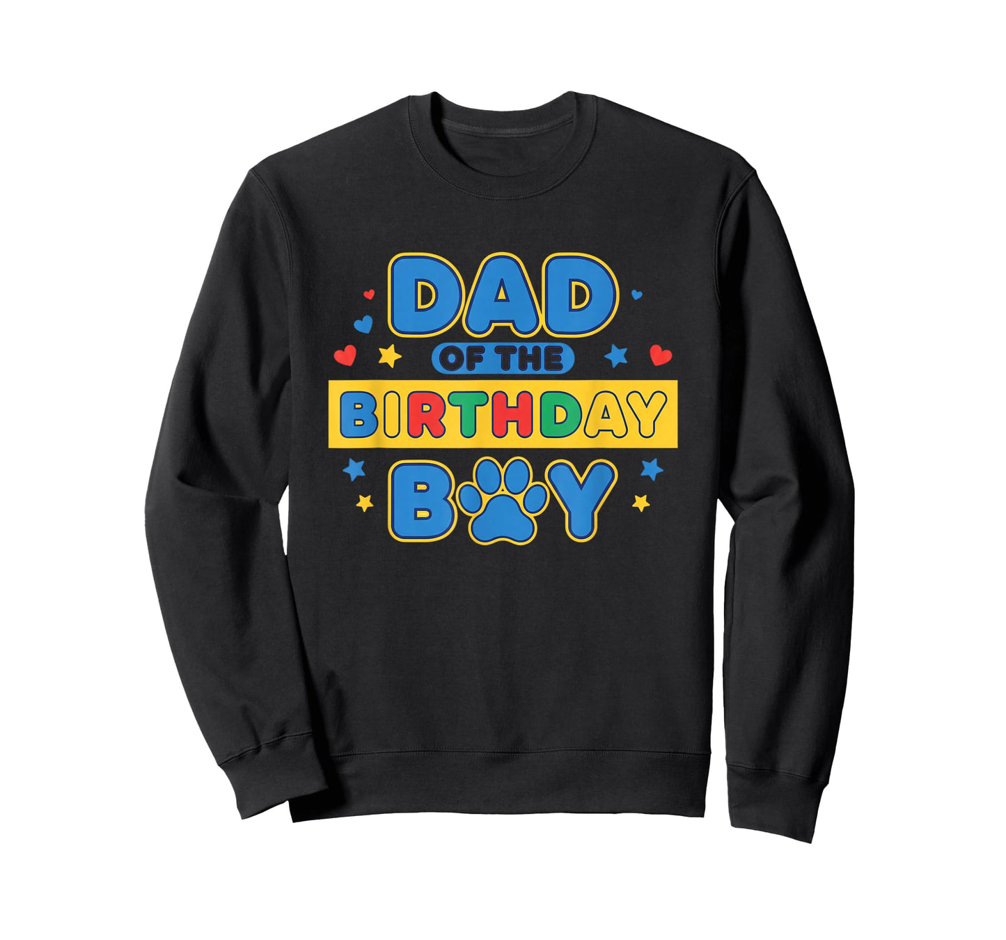 Dad of The Birthday Boy, Colorful Paw Party Design T-Shirt