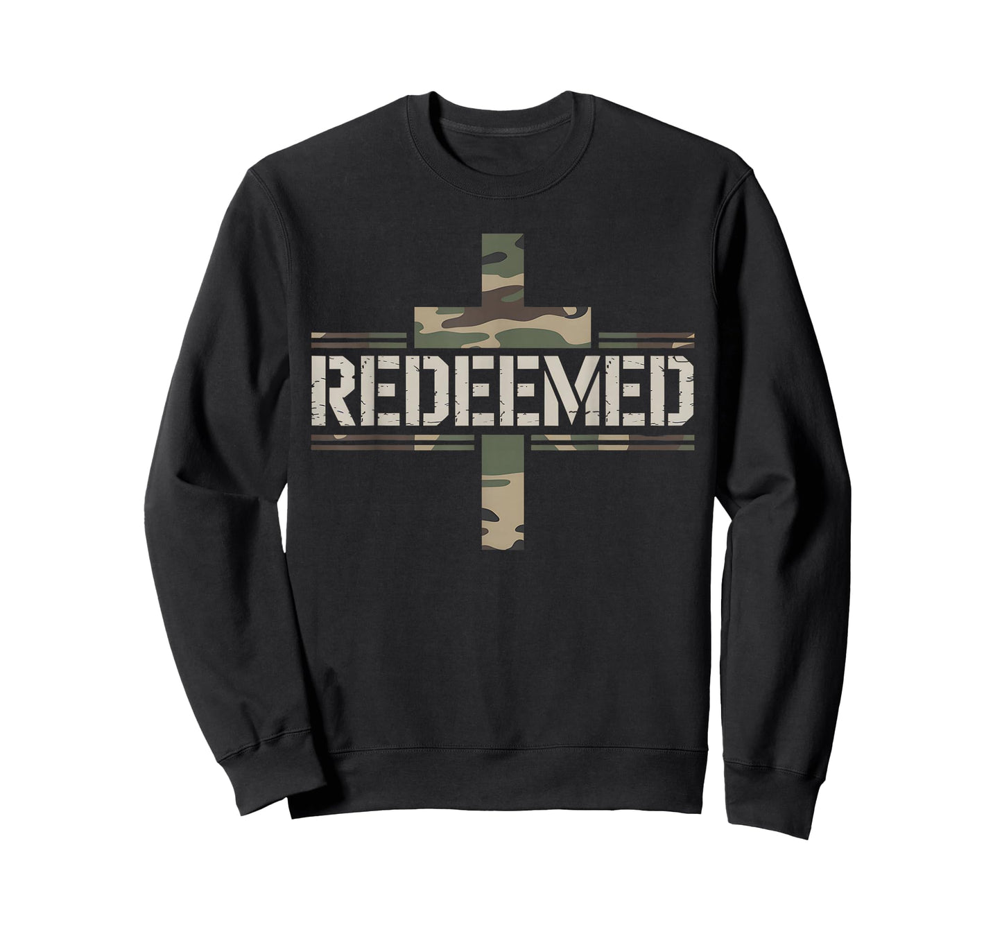 Redeemed Cross Camo American Flag Veteran Religious T-Shirt