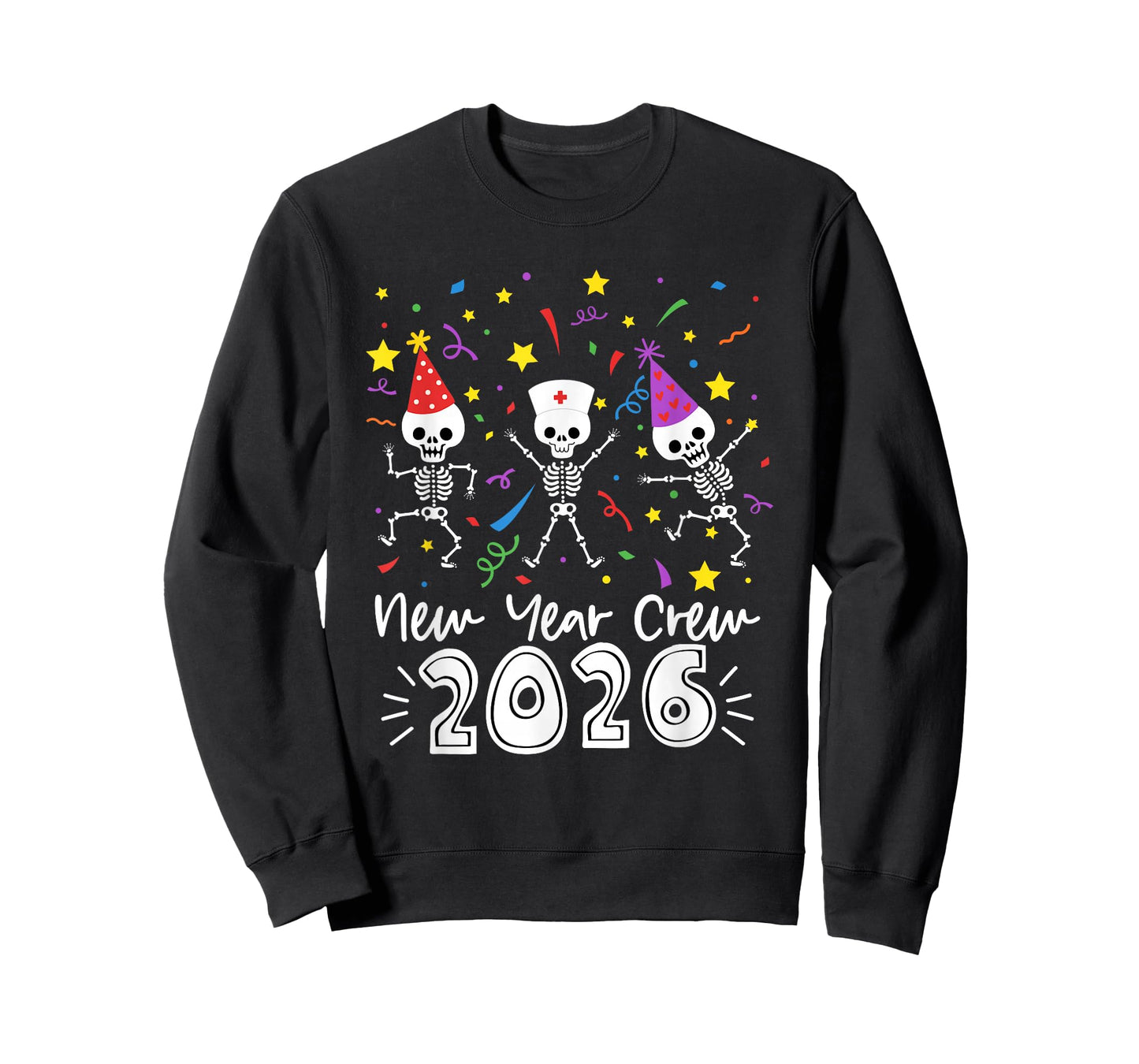 Nurse Dancing Skeleton New Year Crew 2026 Funny ER ICU T-Shirt