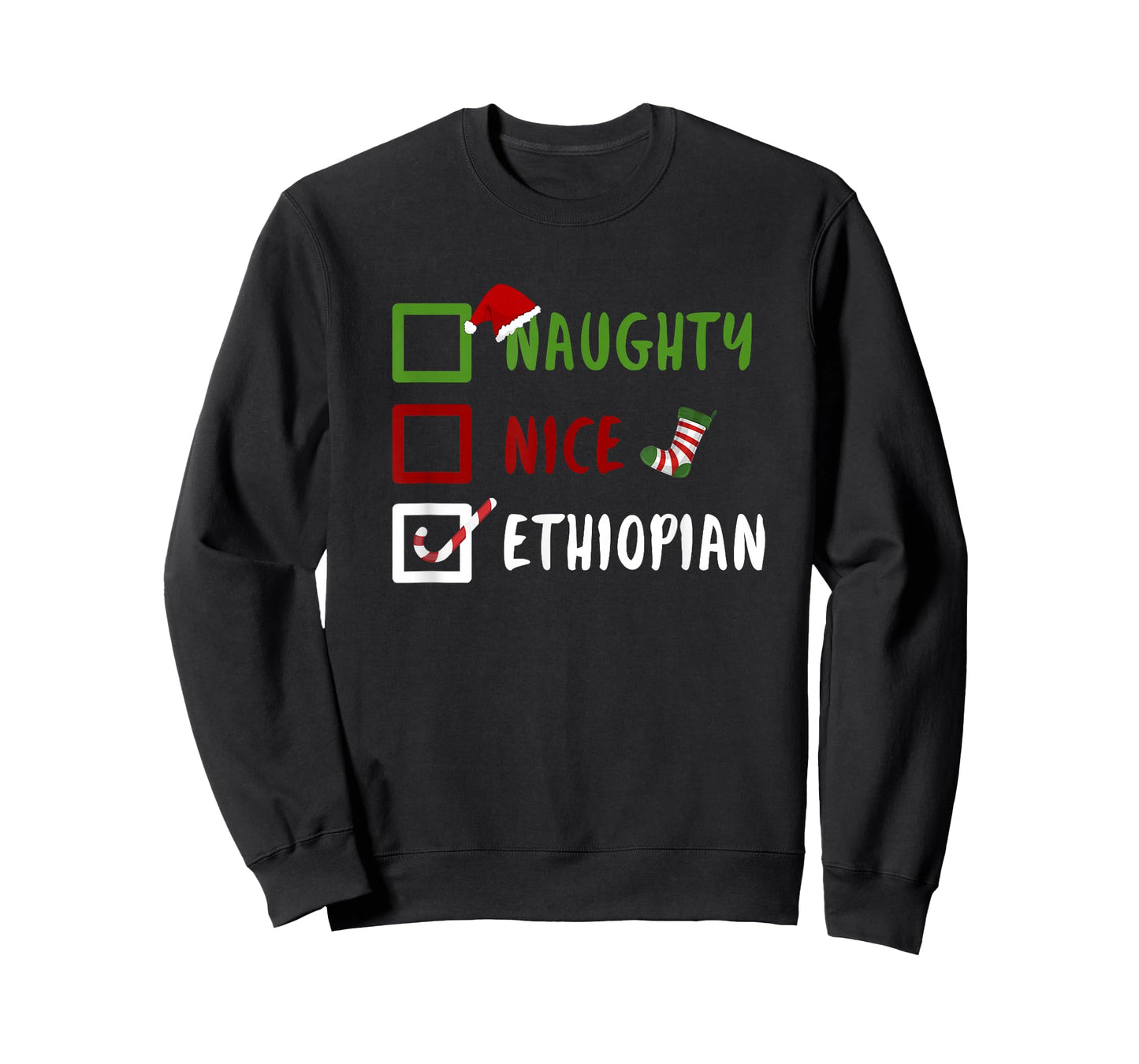 Naughty Nice Ethiopian Funny Ethiopia Christmas Santa T-Shirt