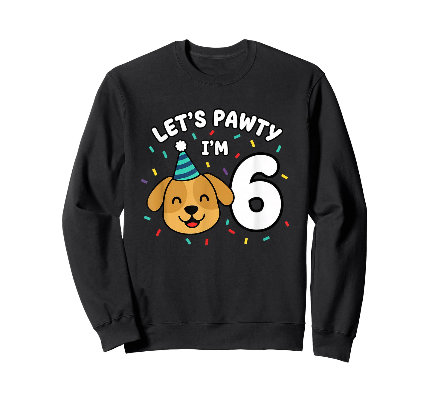 Dog Birthday Let's Pawty I'm 6 Puppy Party Design T-Shirt