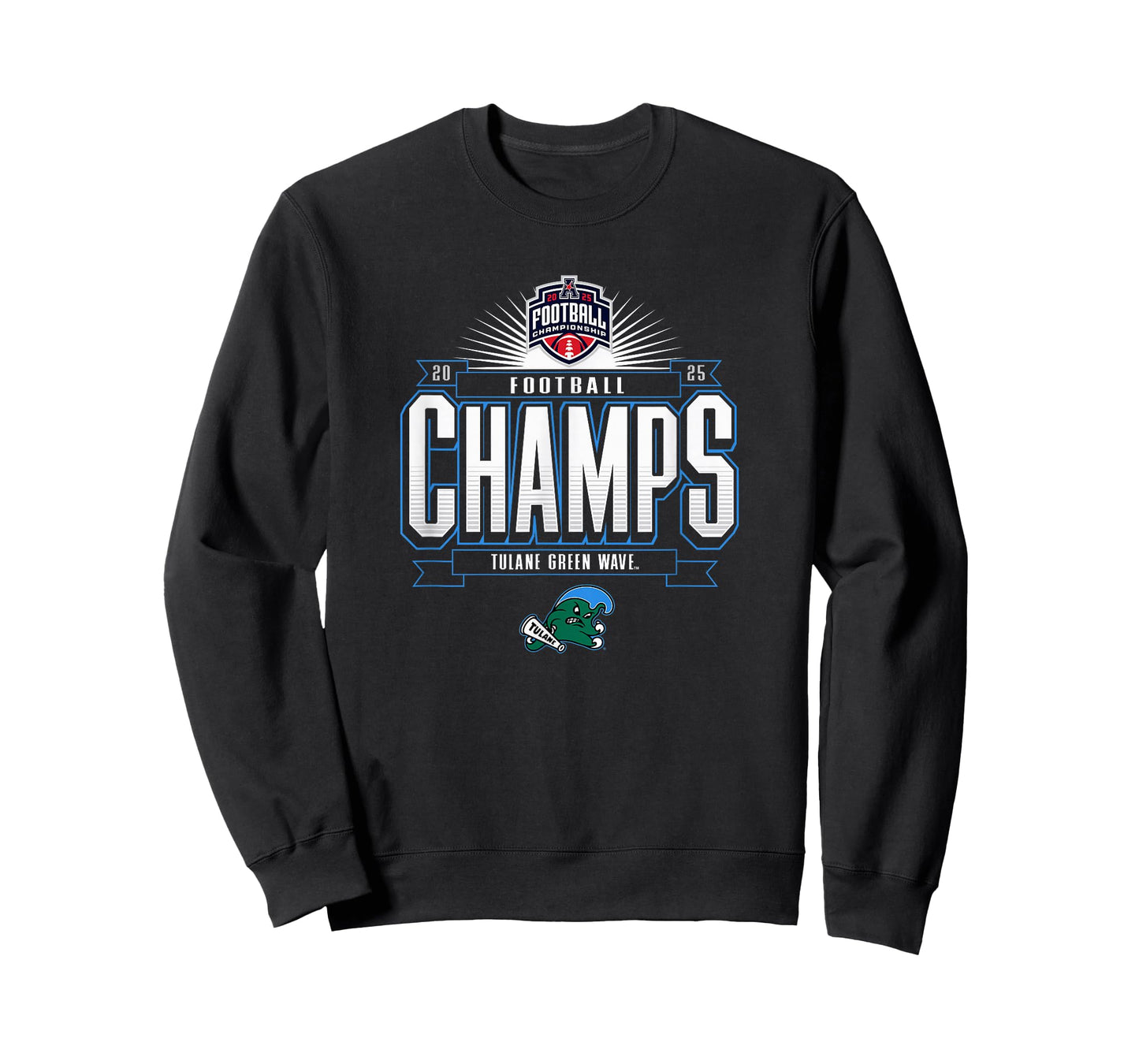 Tulane Green Wave AAC Champs 2025 Football Locker Room T-Shirt