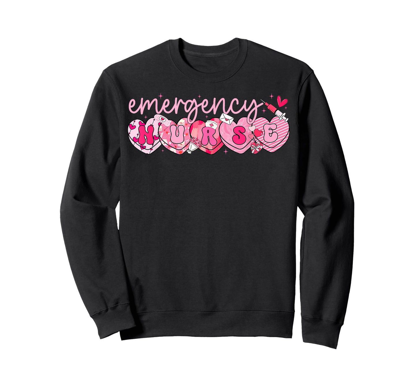 Valentine Emergency Department Nurse Hearts ER RN ED T-Shirt
