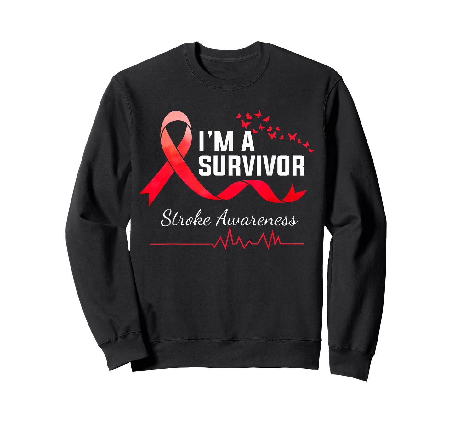 I'm A Survivor Stroke Awareness Red Butterfly Heart Stroke T-Shirt