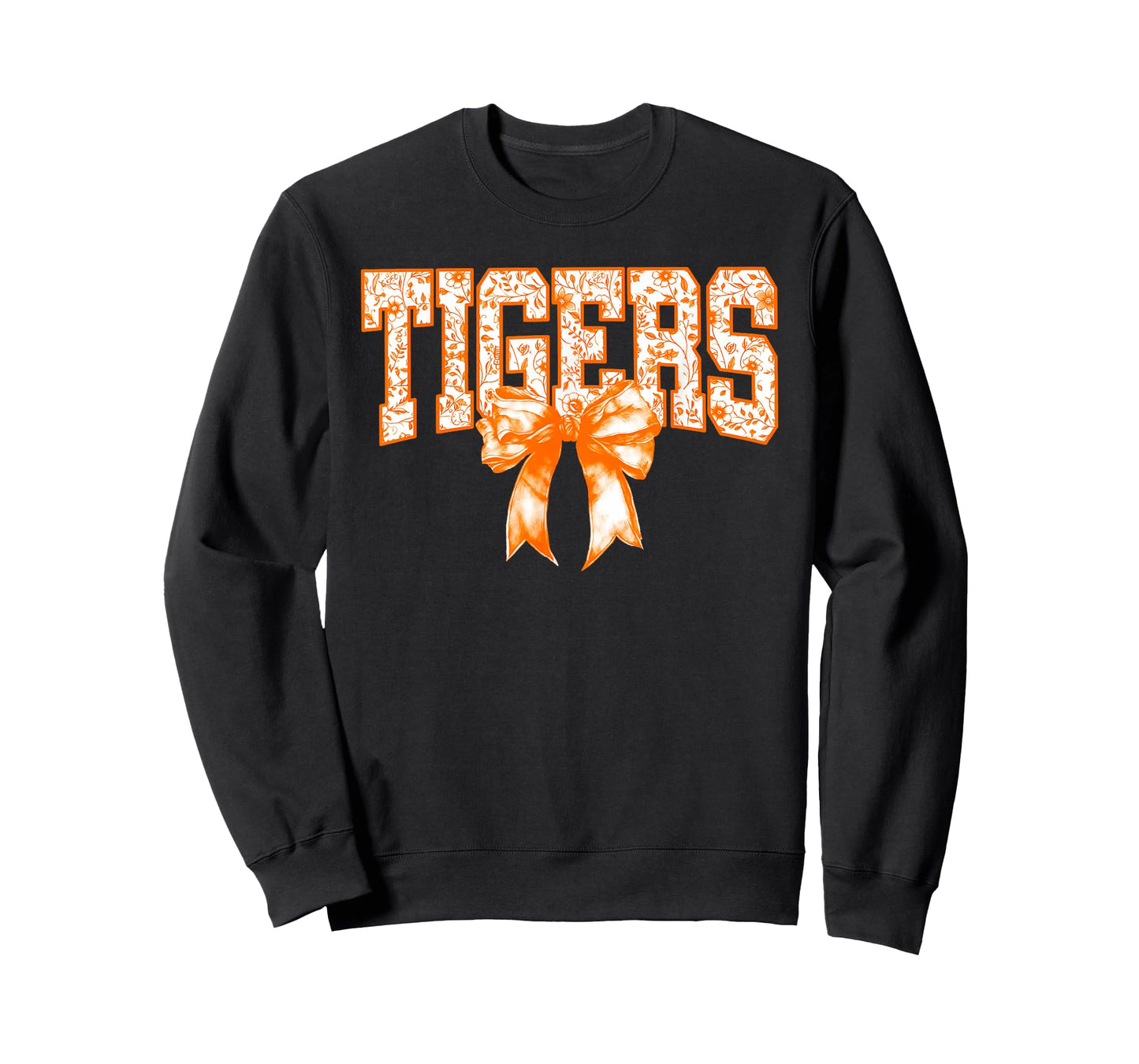 Floral Coquette Bow Tigers School Sports Team Spirit T-Shirt