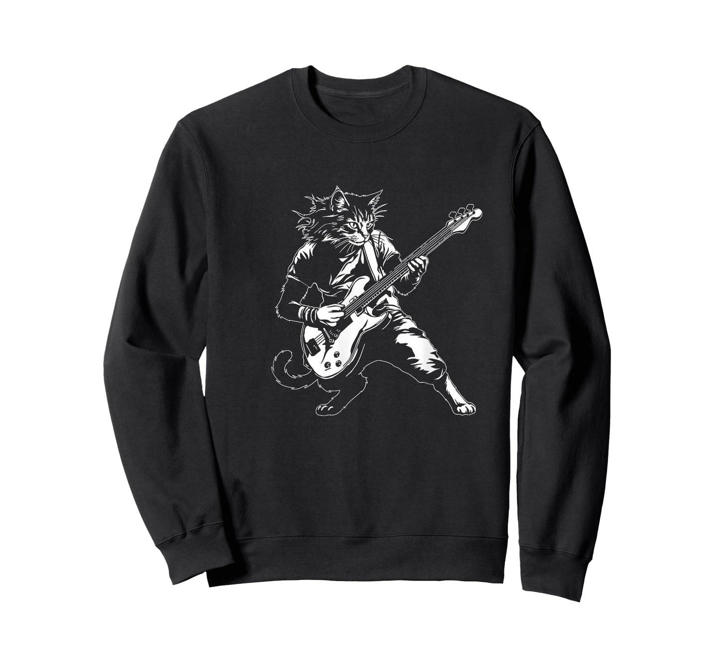 Funny Cat Playing Bass Guitar Rock Music Lover Musician T-Shirt