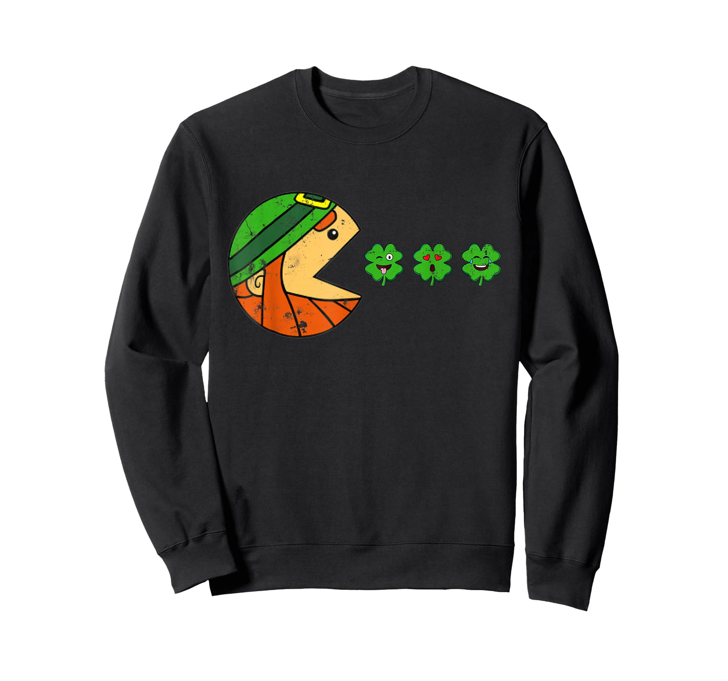 Leprechaun St Patricks Day Eating Shamrock Gamer Men Kids T-Shirt