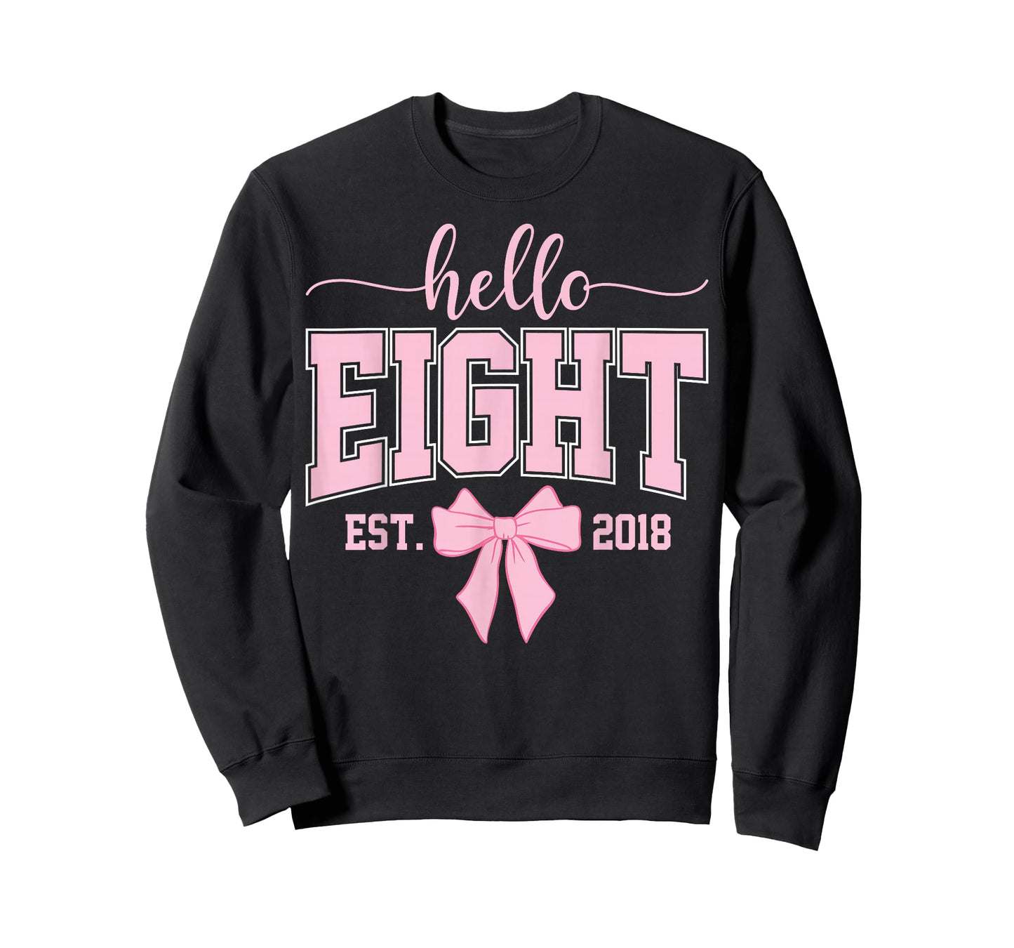 Hello Eight Est 2018 Coquette Bow 8th Birthday Girl T-Shirt