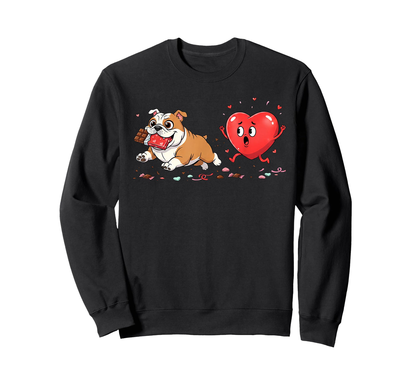 Funny English Bulldog Heart Valentine Dog Womens Mens Kids T-Shirt