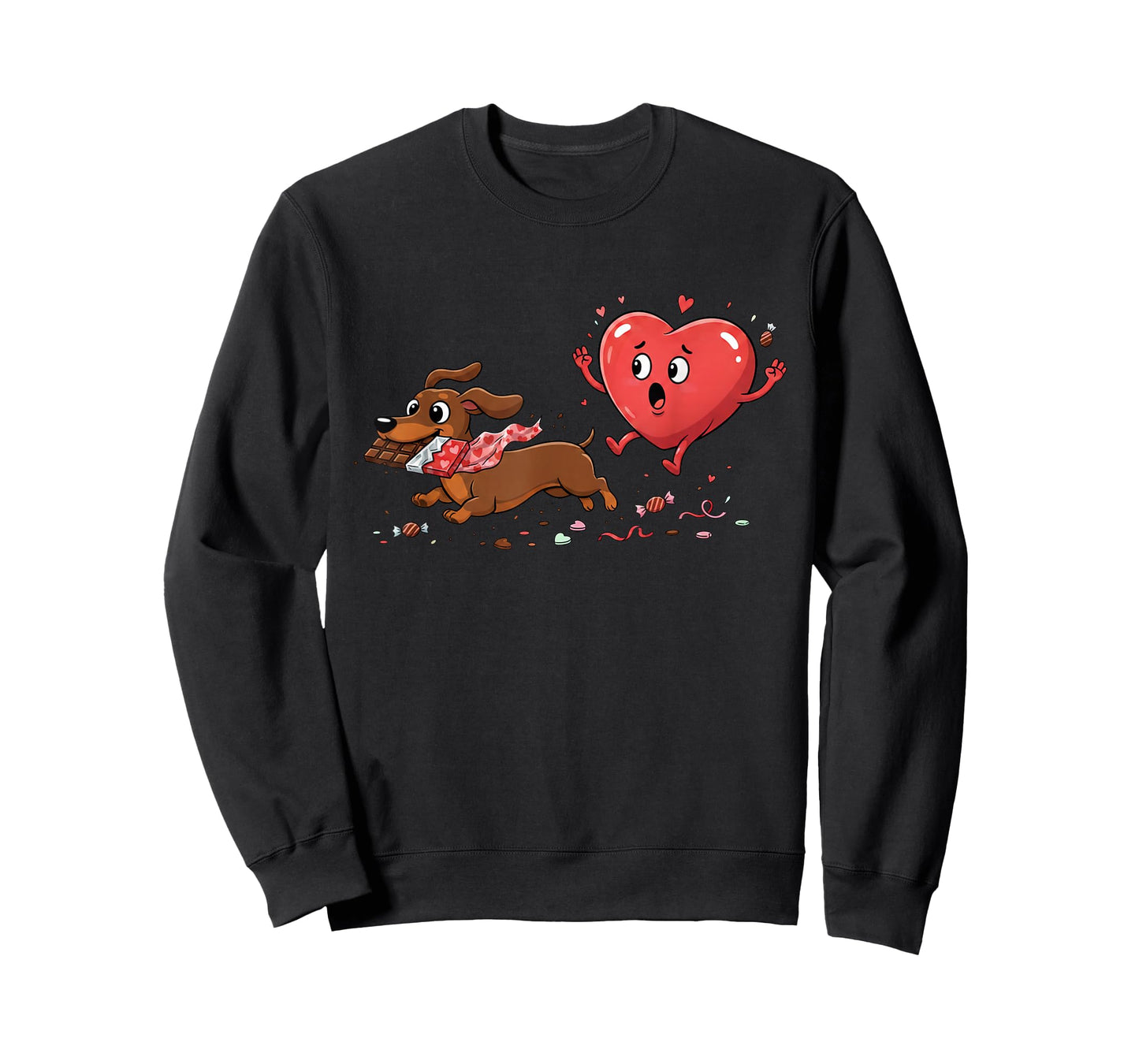 Dachshund Heart Chocolate Valentine Dog Womens Mens Kids T-Shirt