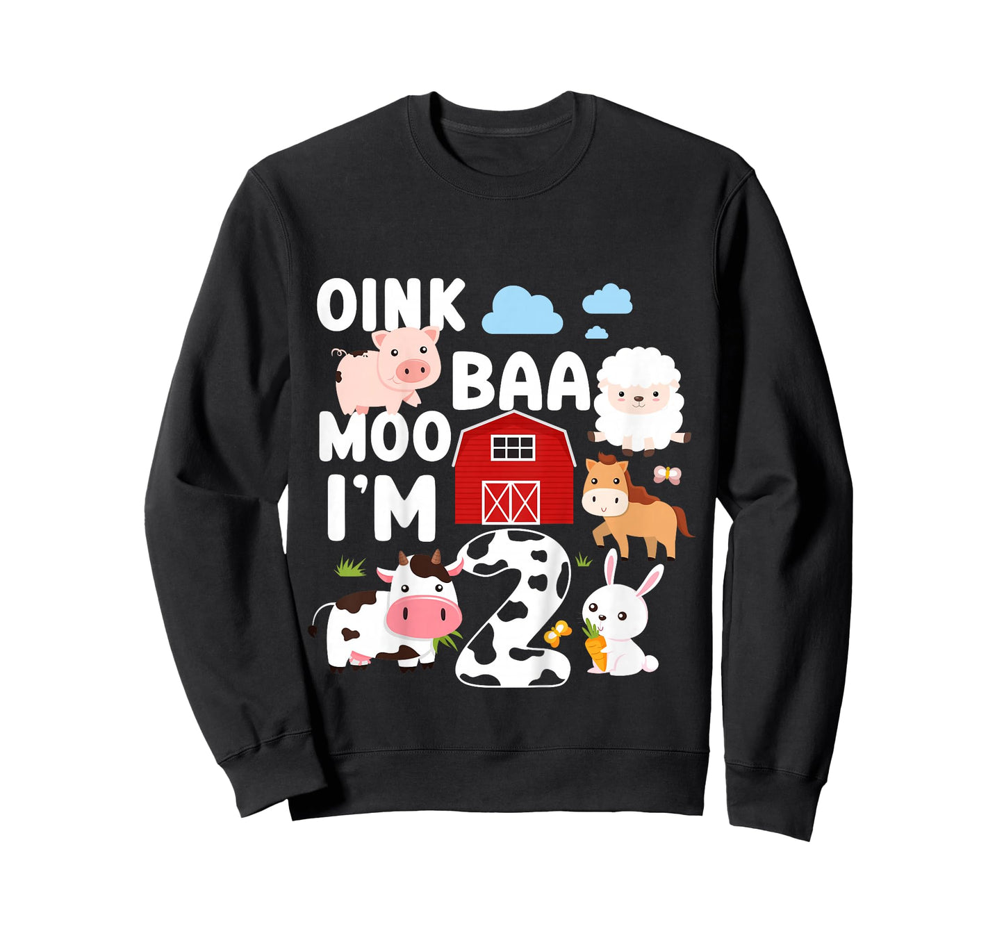 Oink Baa Moo I'm 2 Farm Animals 2nd Birthday T-Shirt