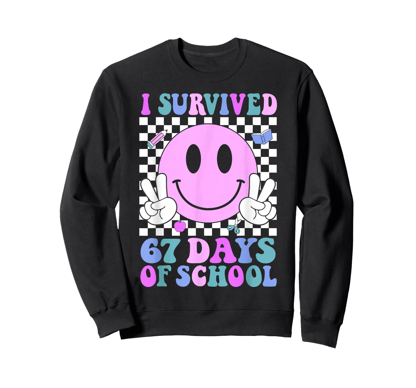 I Survived 67 Days of School Retro Smile 6 7 Meme Six Seven T-Shirt