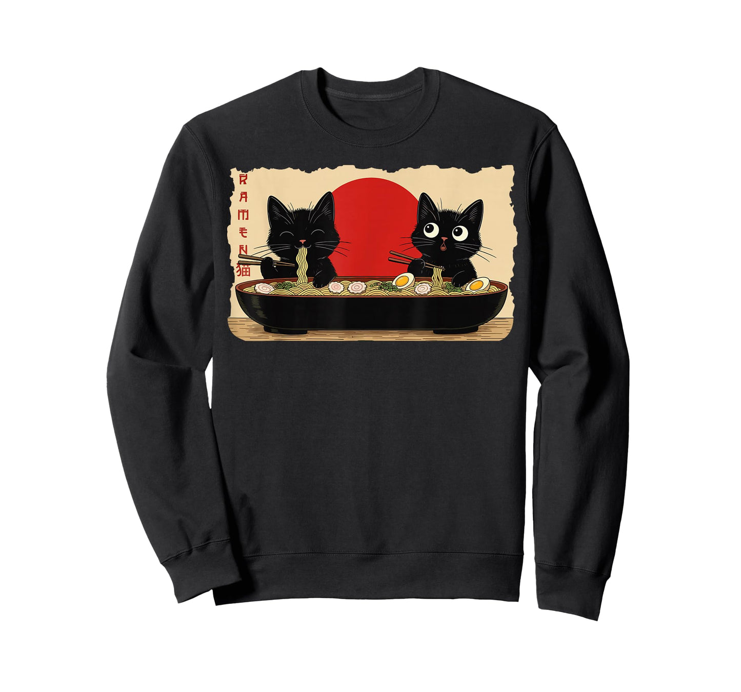 Anime Two Cat Ramen Japanese Funny Two Cat Graphic Anime T-Shirt