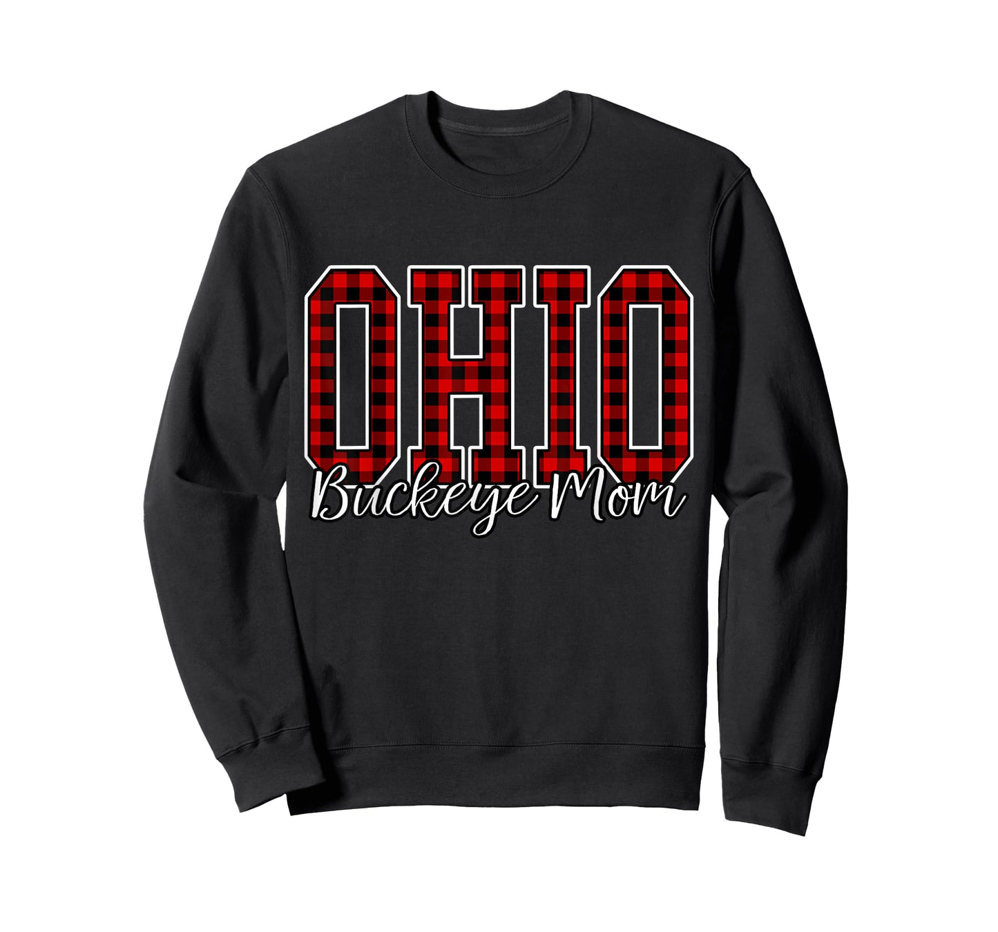 Ohio Mom Buckeye State Plaid Womens Mothers Cute Graphic T-Shirt