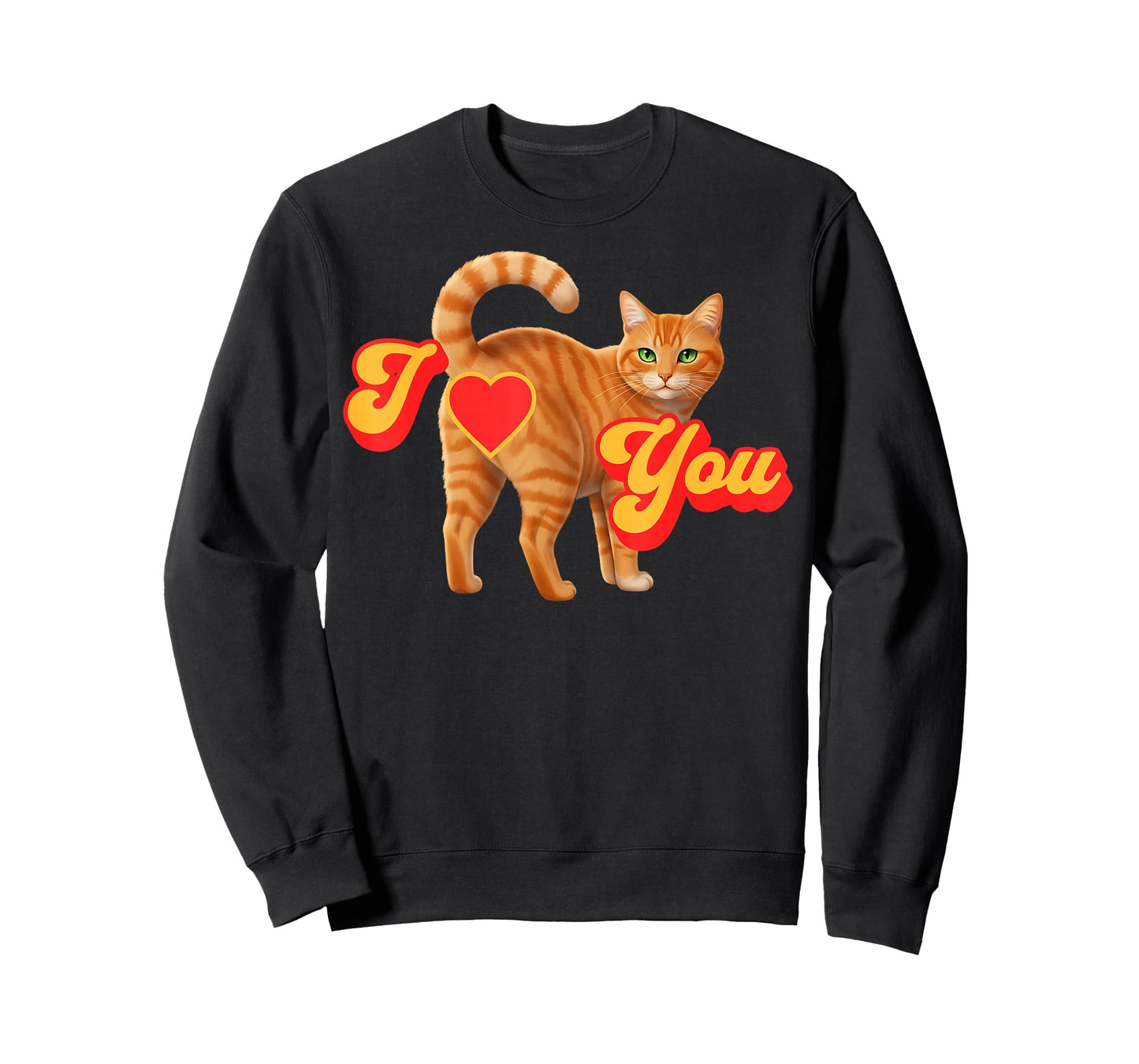 Funny Orange Cat Butt Heart Valentine’s Day I Love You T-Shirt