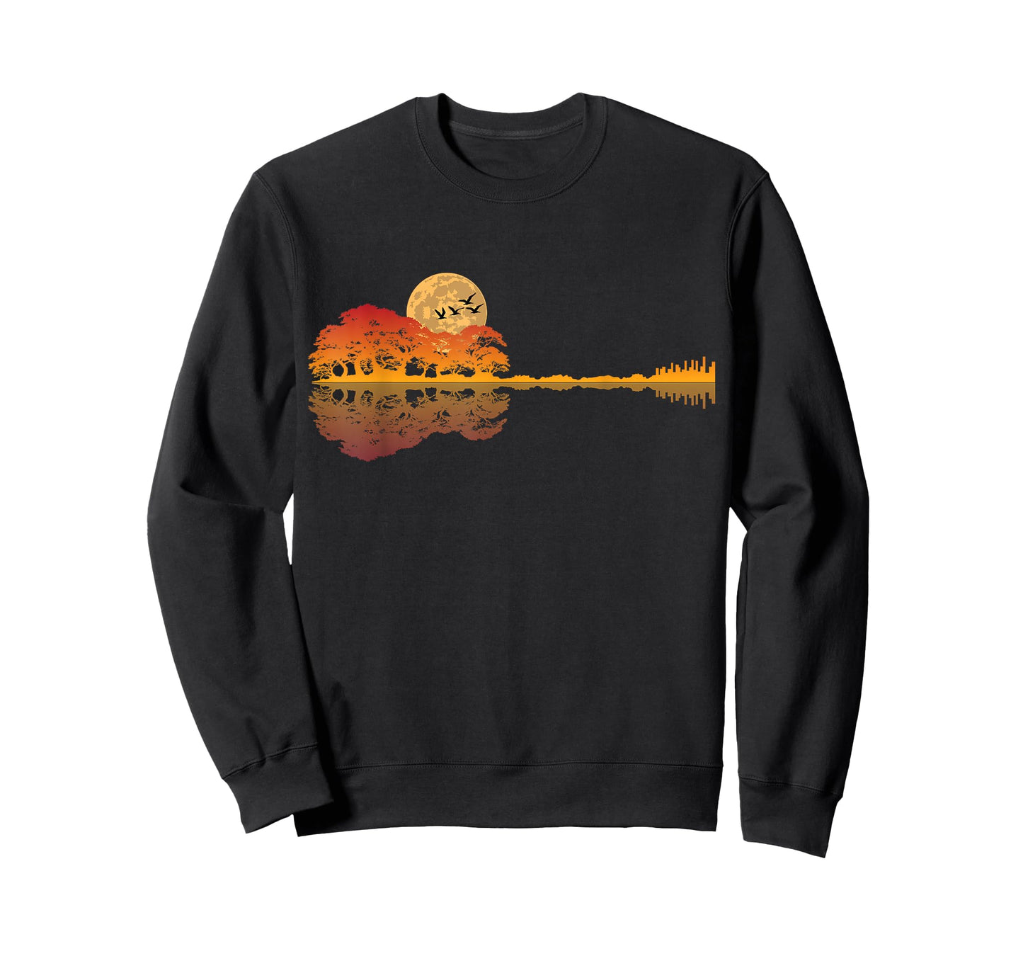 Guitar Lake Shadow Reflections Moon Love Guitar Musician T-Shirt
