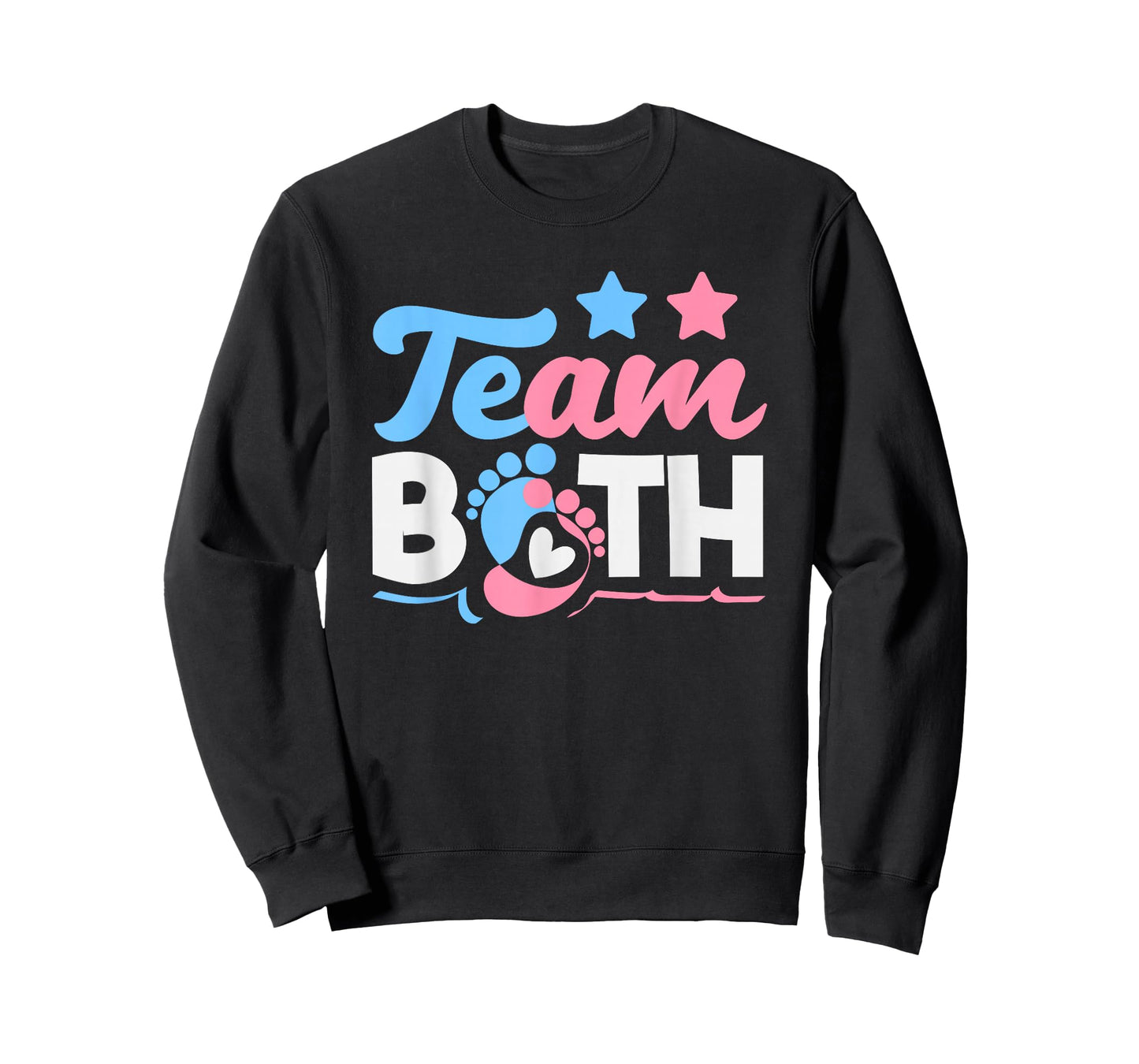 Team Both Twins Gender Reveal Party Pink Blue Footprints T-Shirt