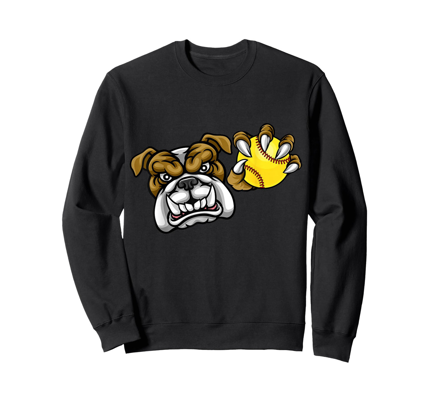 Bulldog Dog Cartoon Character Holding a Softball Ball T-Shirt