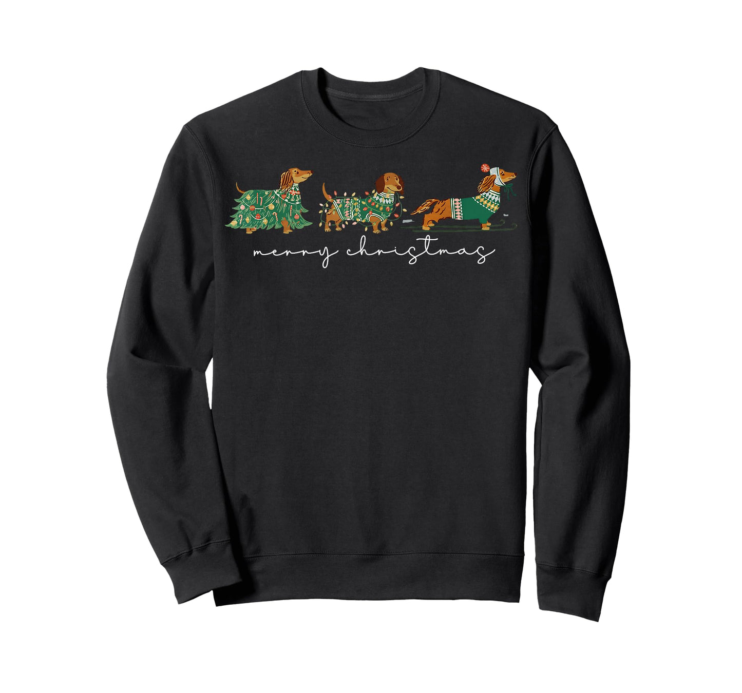 Cute Dachshund Merry Christmas Weiner Dog Lover Xmas Pajamas T-Shirt