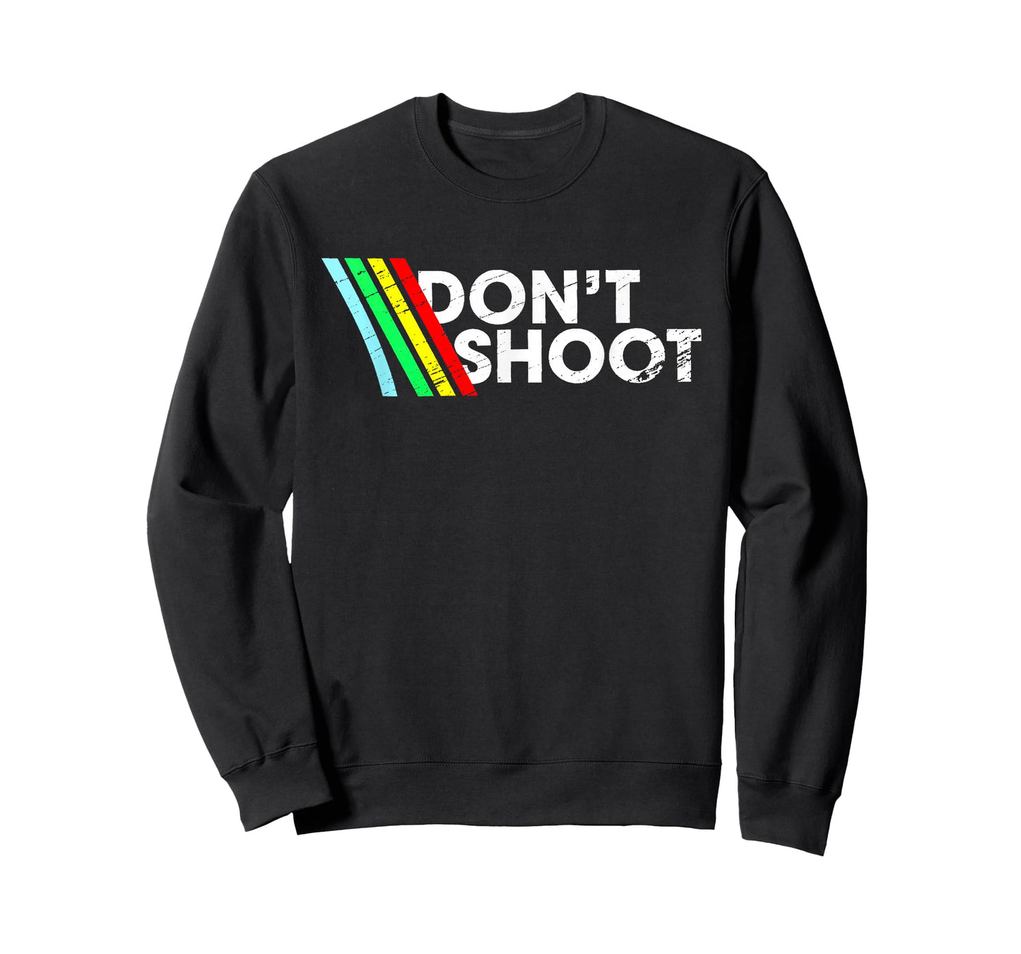 Don't Shoot Retro Graphic Color Stripes T-Shirt