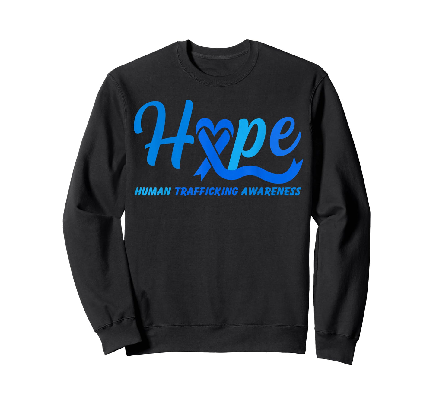 Hope Human Trafficking Awareness Month Blue Ribbon Heart T-Shirt