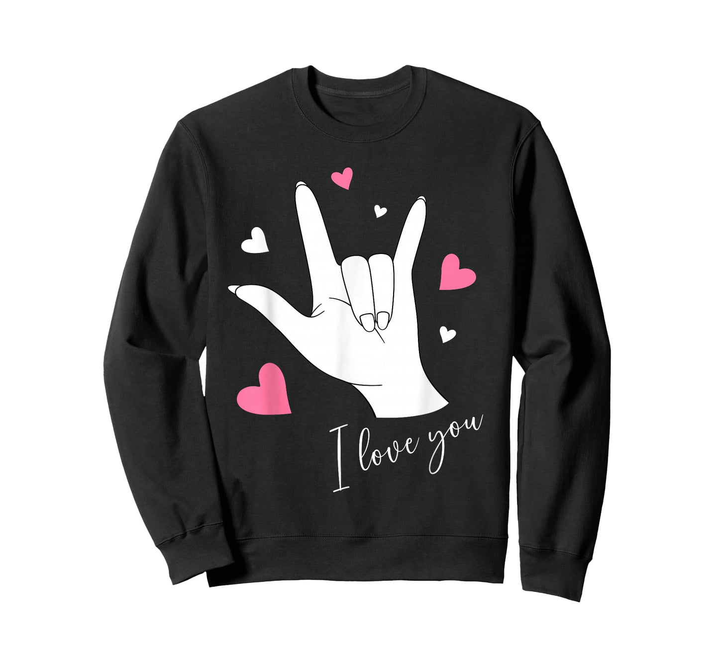 Cute Valentines Day Hearts I Love You Hand Sign Language ASL T-Shirt