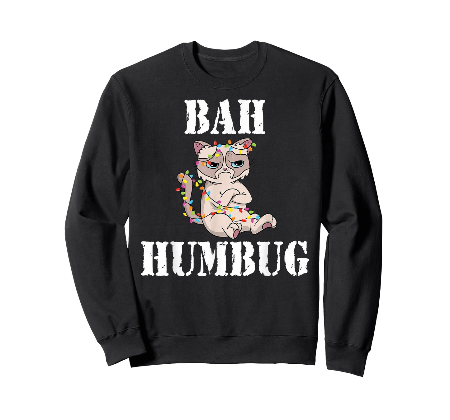Grumpy Cat Tangled Christmas Lights - BAH Humbug T-Shirt