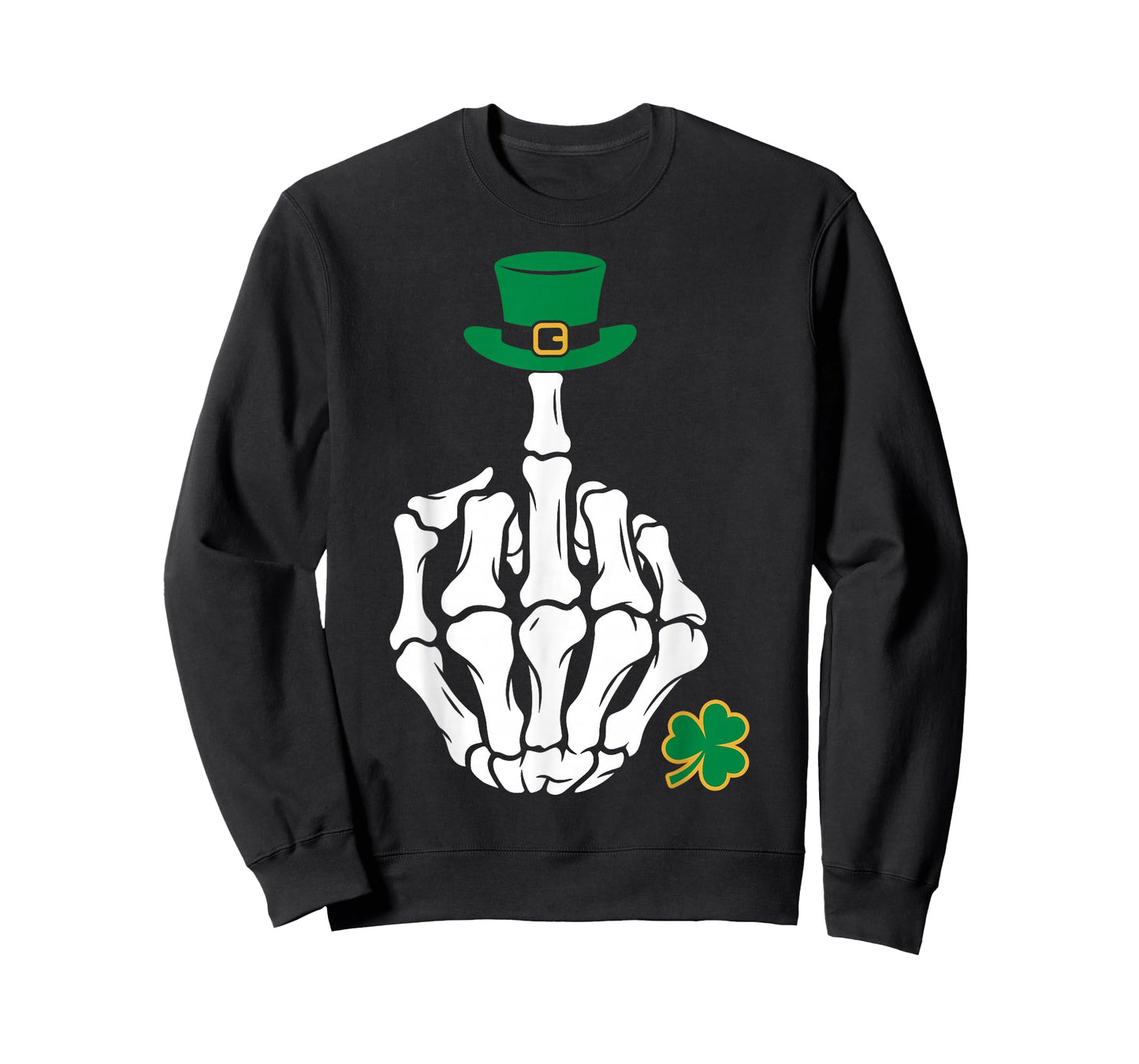 St.Patrick’s Day Skeleton Hand Middle Finger Leprechaun Hat T-Shirt