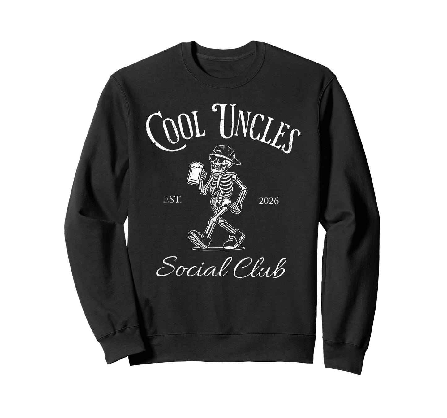 Cool Uncles Social Club, EST 2026 Beer, Funny Skeleton T-Shirt