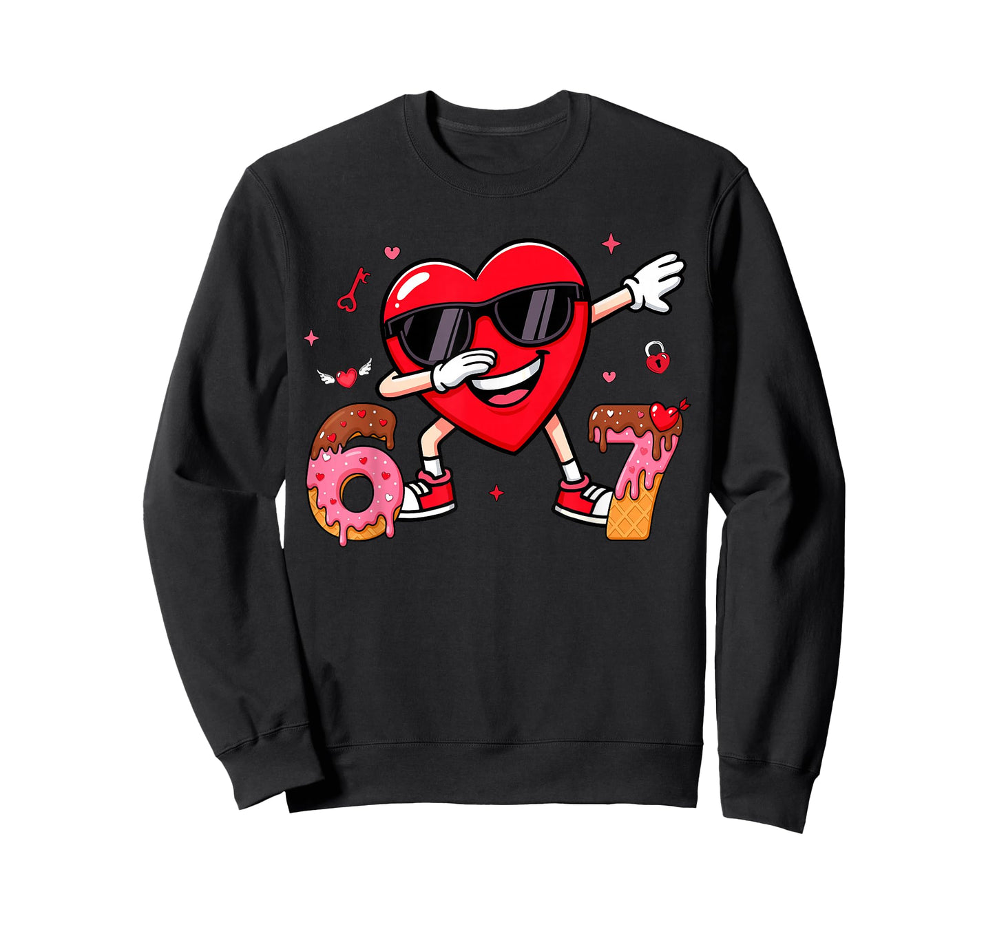 Valentines Day Six Seven Bruh 6 7 Meme Dab Heart Kids Boys T-Shirt