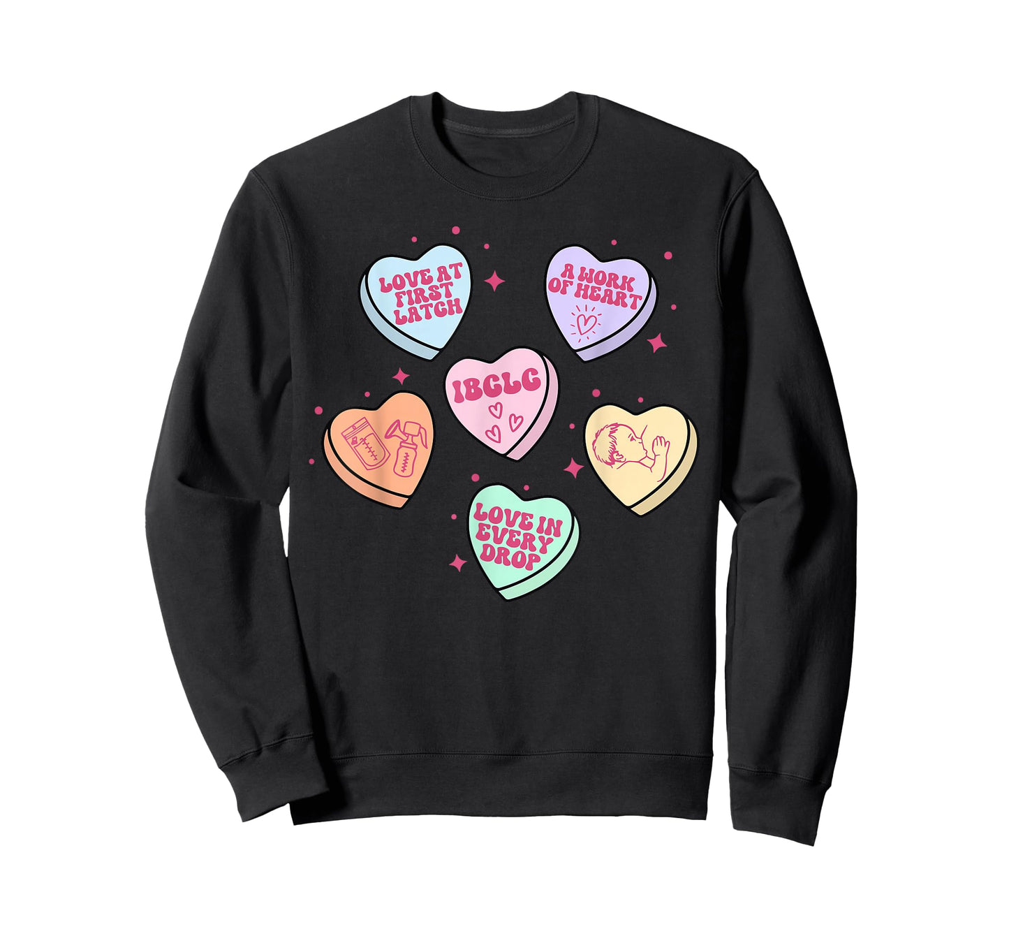 Lactation Consultant Candy Heart Valentines Day IBCLC Crew T-Shirt