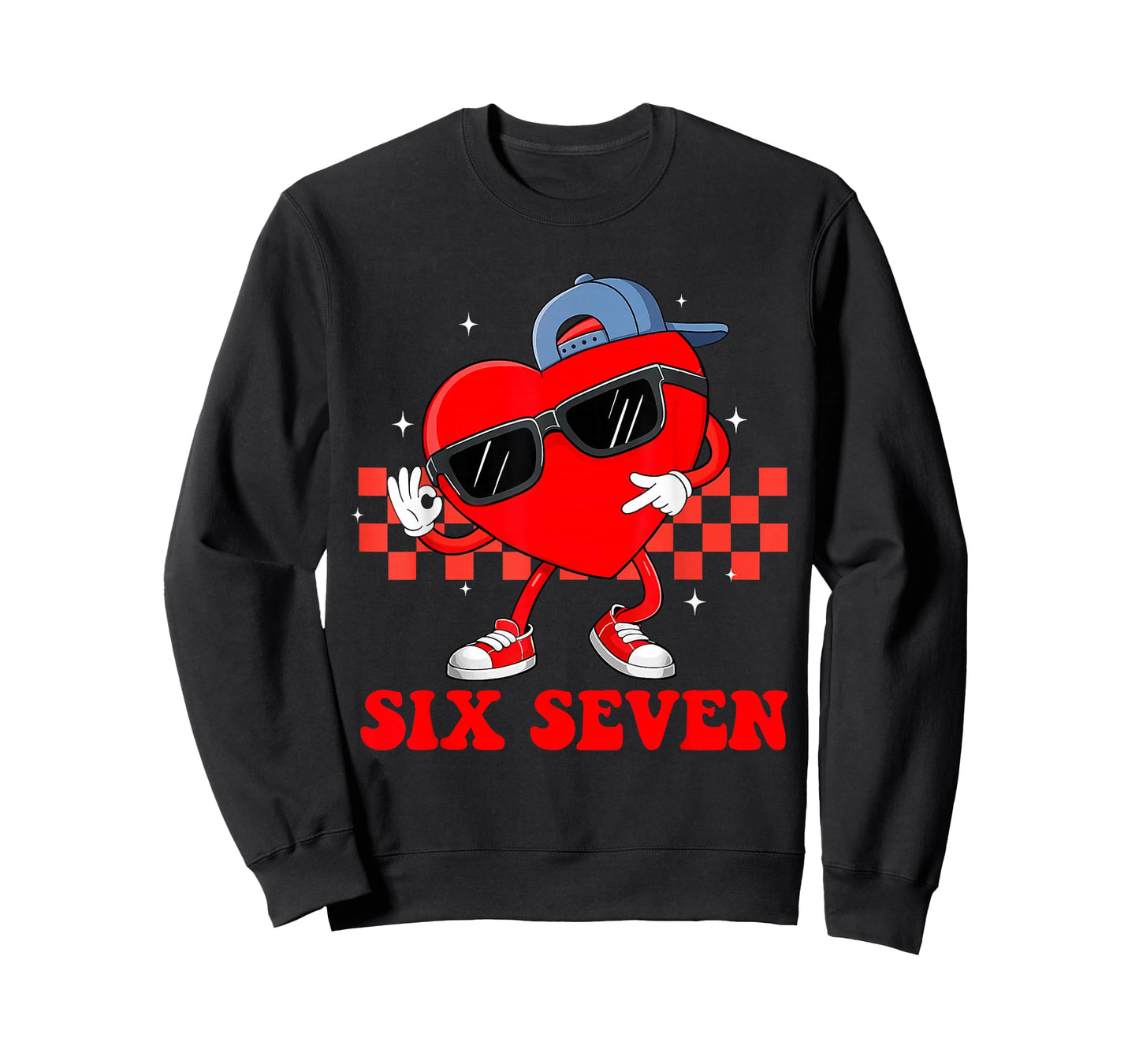 Funny Meme Six Seven 6 7 Valentine Groovy Heart Men Boy Kid T-Shirt