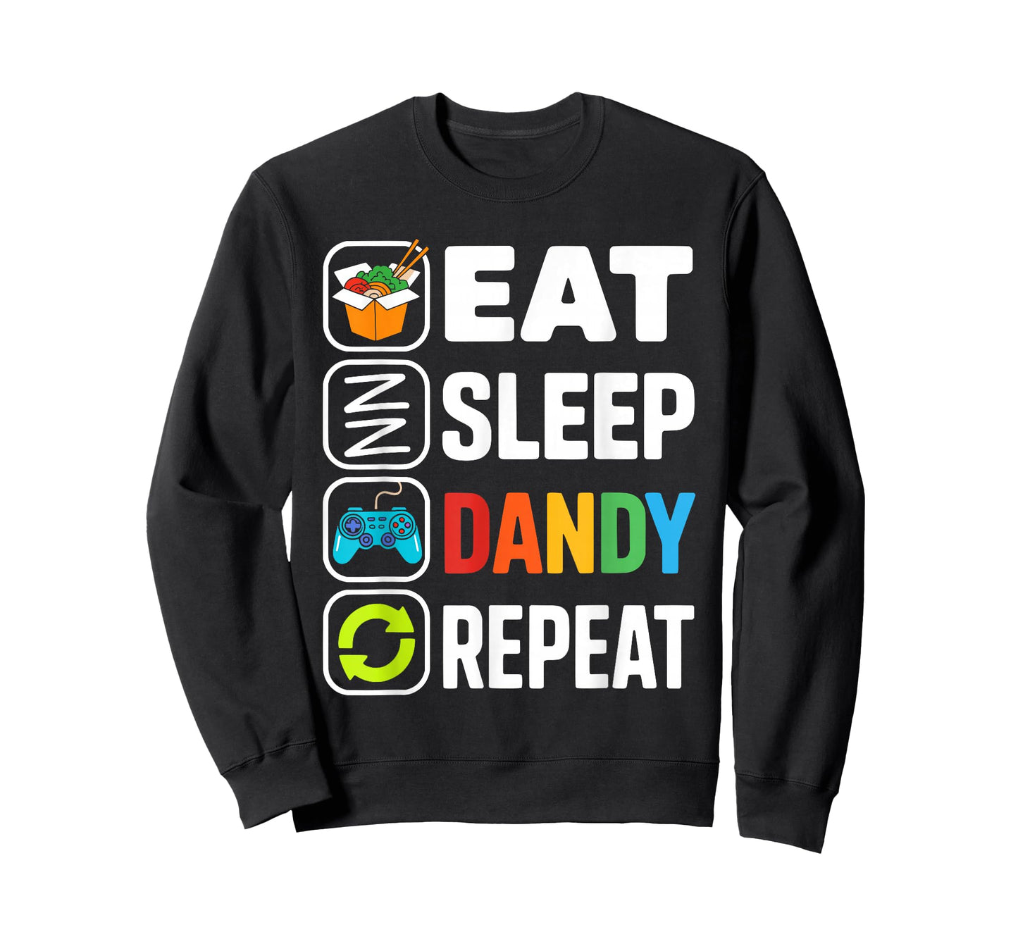 Retro Funny Gamer Eat Sleep Dandy Repeat Pixel Foodie T-Shirt