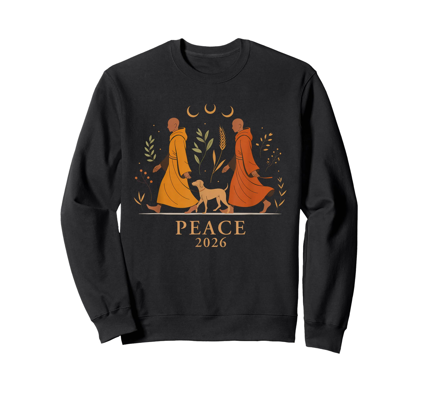 Walk Peace 2026 World Peace Monks with Aloka Dog Spiritual T-Shirt