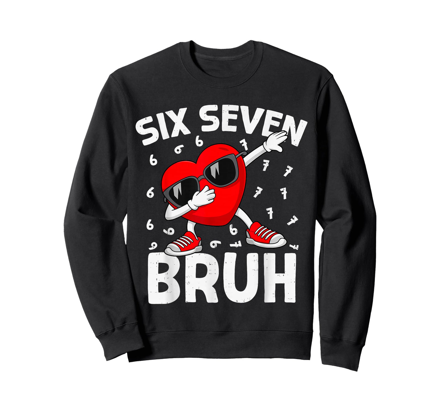 Valentines Day Six Seven Bruh 6 7 Meme Dab Heart Boys Kids T-Shirt
