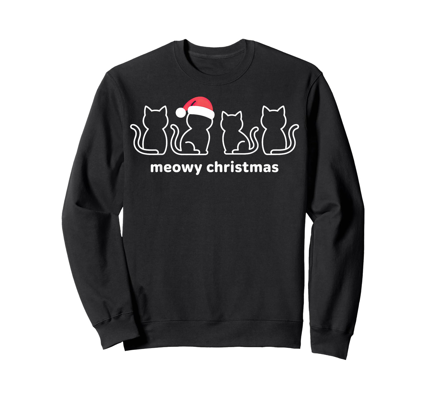 Meowy Catmas Cat Christmas Kitten Cats Santa Hat Xmas T-Shirt