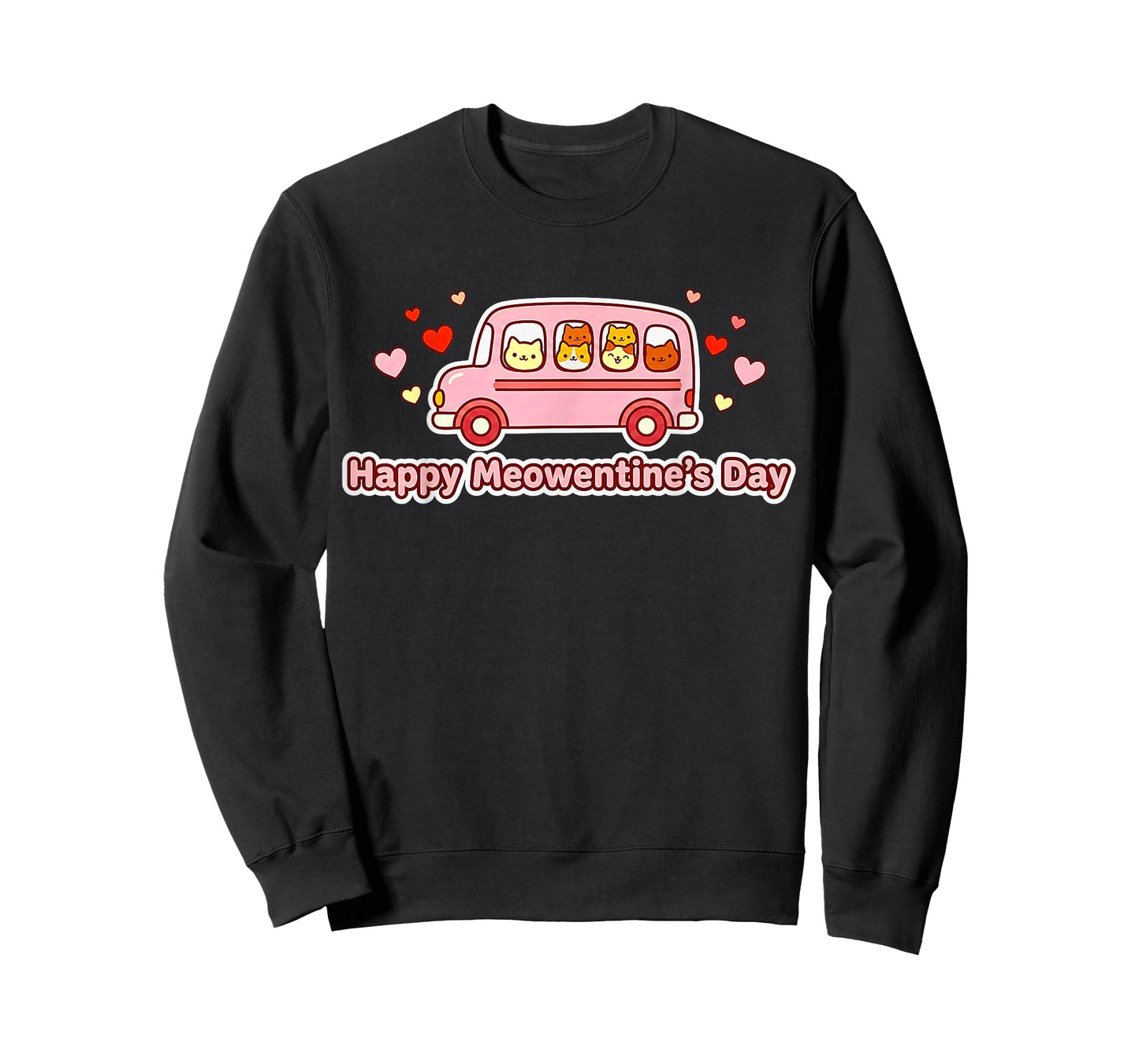 Happy Meowentine’s Day – Funny Cats Riding School Bus Design T-Shirt