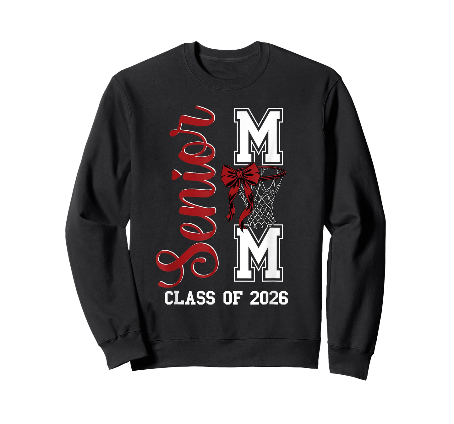 Red Basketball Bow Senior Mom Mama Class of 2026 Graduation T-Shirt