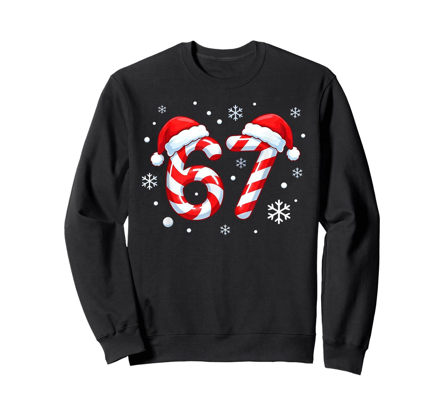 Viral 67 Candy Cane Six Seven Meme Santa Holiday Kids Humor T-Shirt