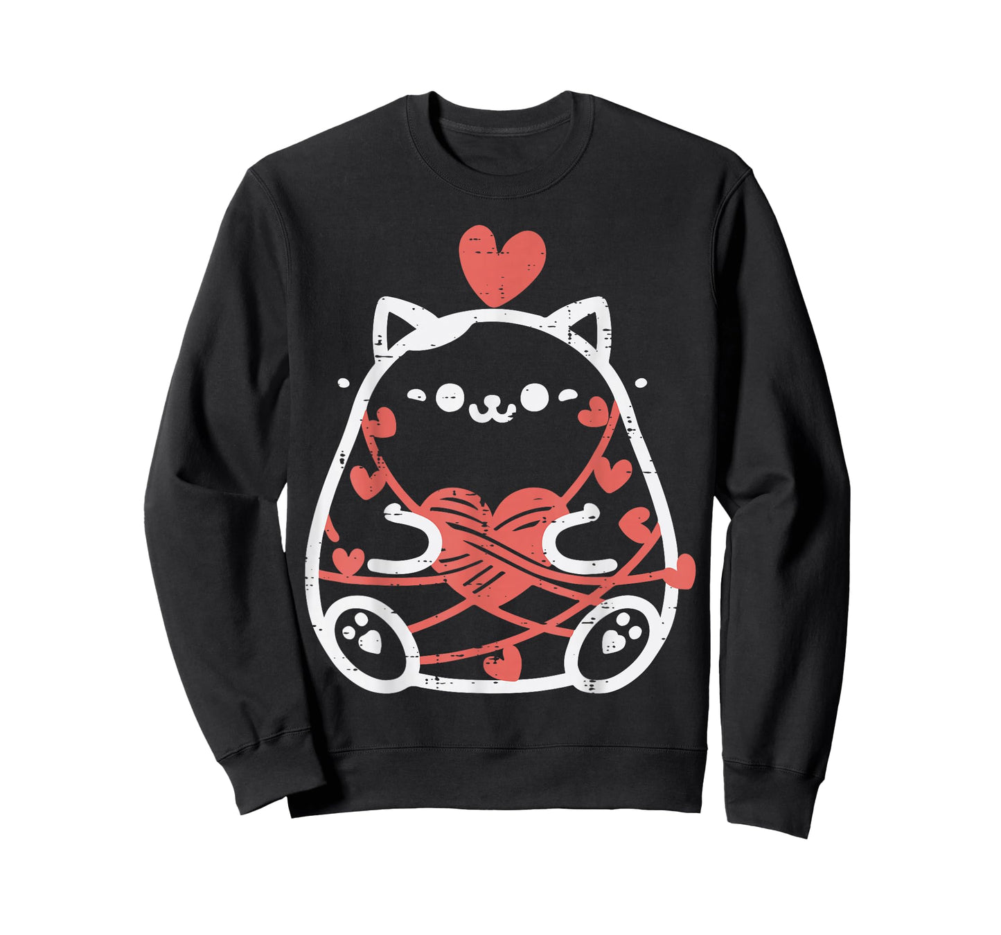 Valentines Day Fat Cat Wrapped String Kitten Women Girl Kids T-Shirt