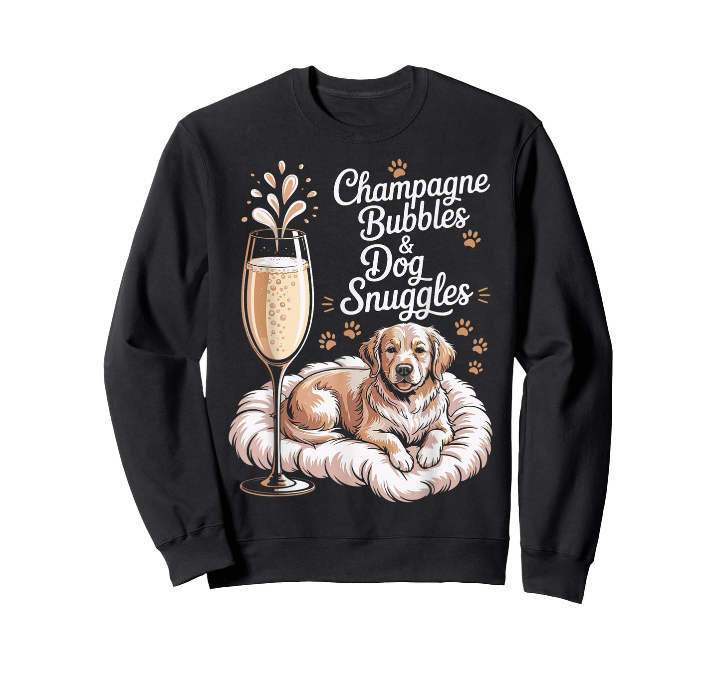 Champagne Bubbles and Dog Snuggles Sparking Wine Champagne T-Shirt