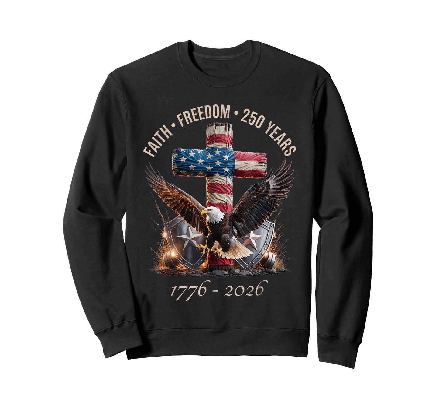 Vintage Faith Freedom 250 Years 1776-2026 Independence USA T-Shirt