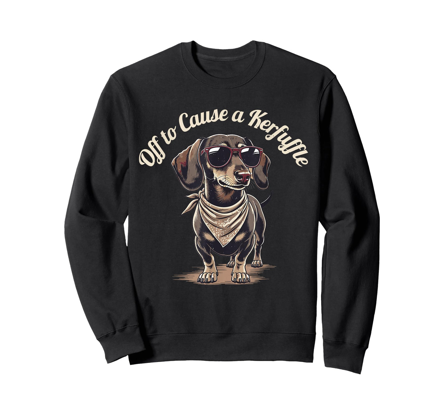Funny Dachshund Off to Cause A Kerfuffle Retro Wiener Dog T-Shirt