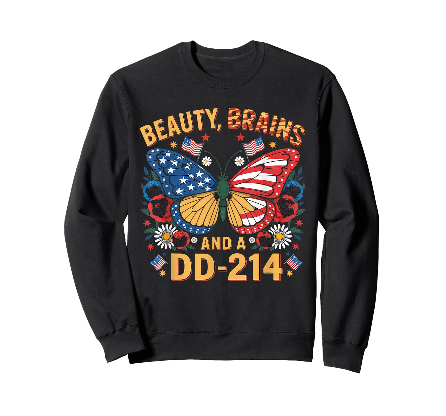 Beauty Brains and A DD-214 Strong Veteran Woman American T-Shirt