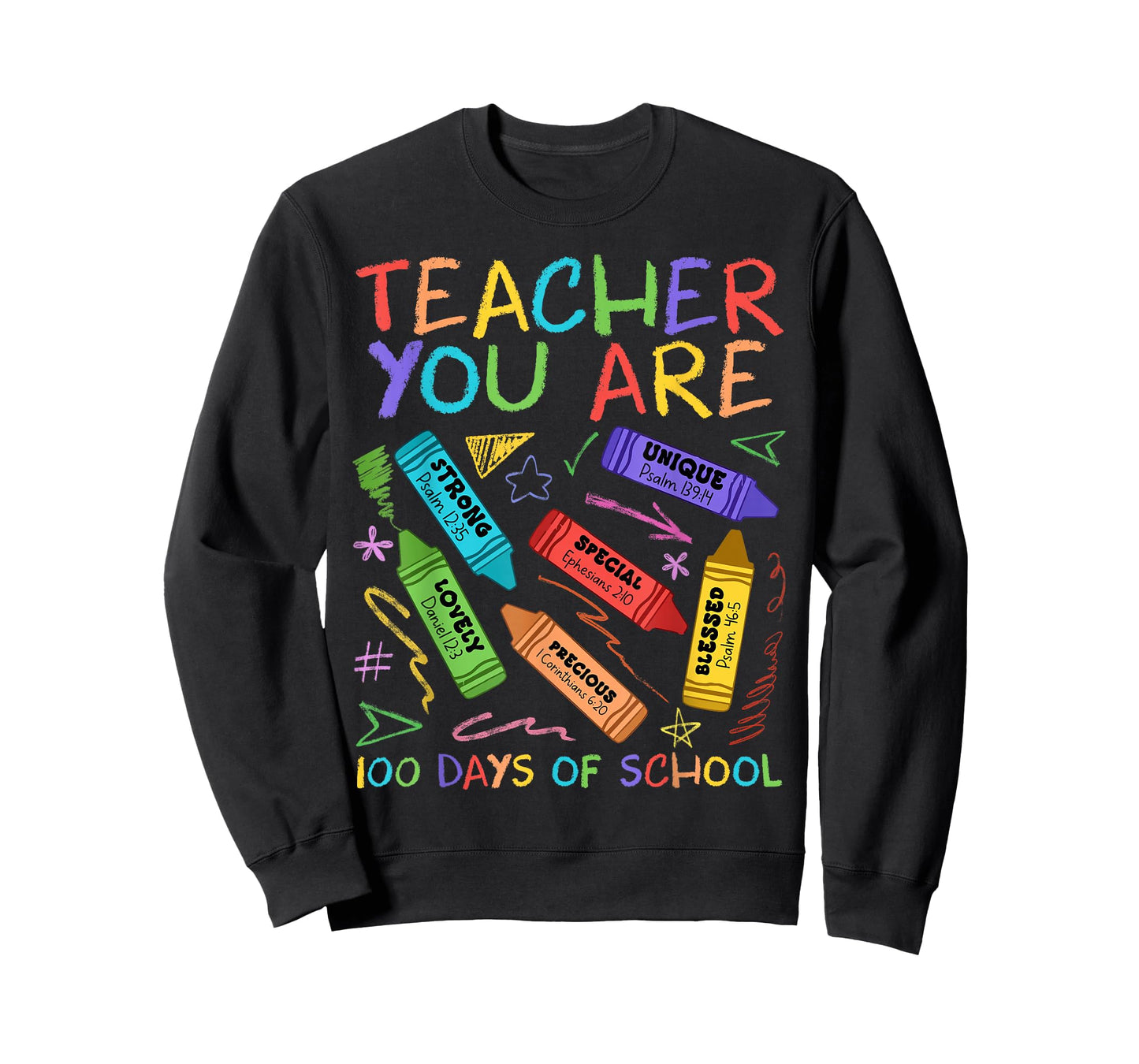 Teacher You are Bible Inspiring 100 Days of School Crayon T-Shirt