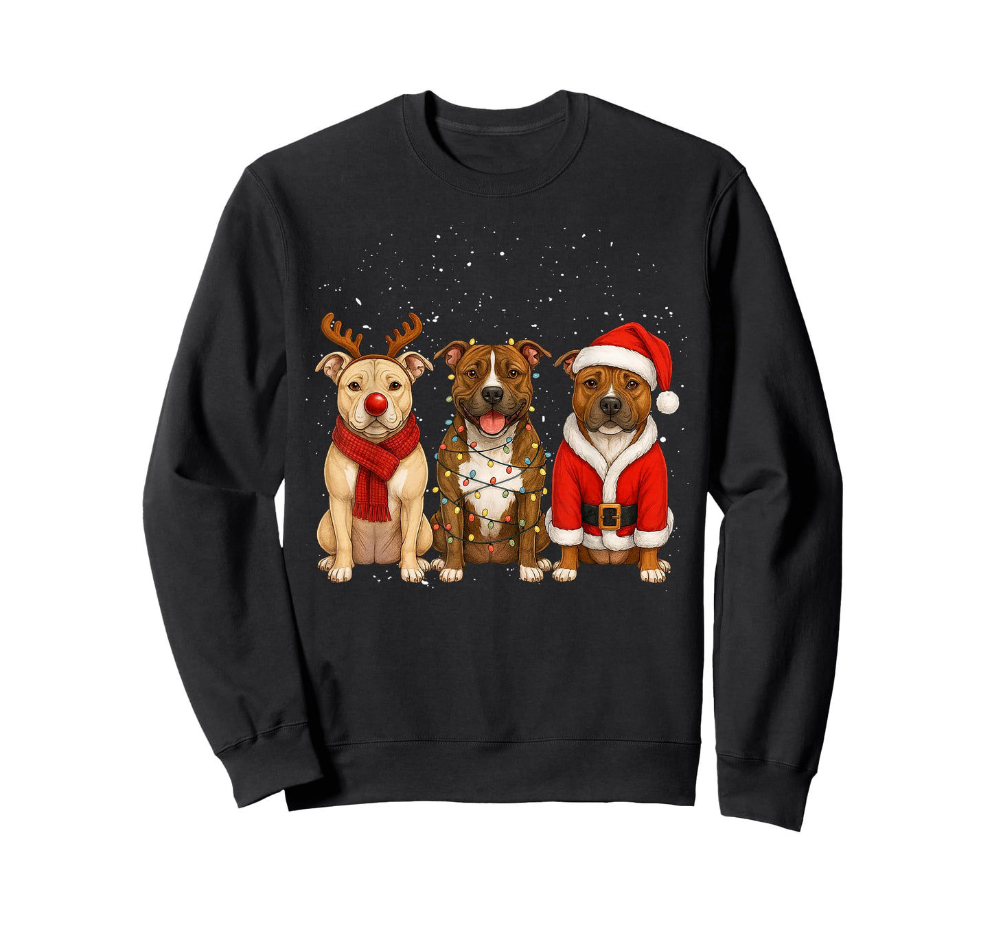 Pitbull Christmas Reindeer Xmas Santa Pittie Dog mom Kids T-Shirt