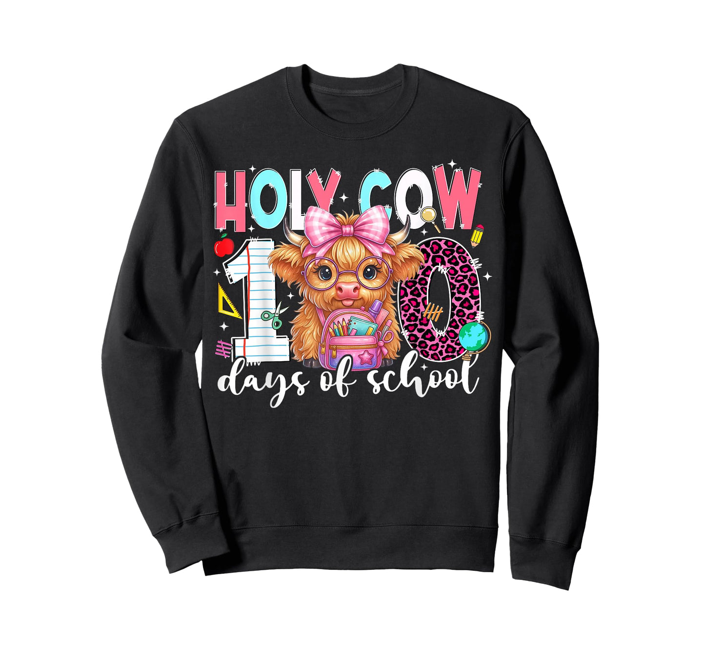 Funny Holy Cow 100 Days of School Teachers Coquette Leopard T-Shirt