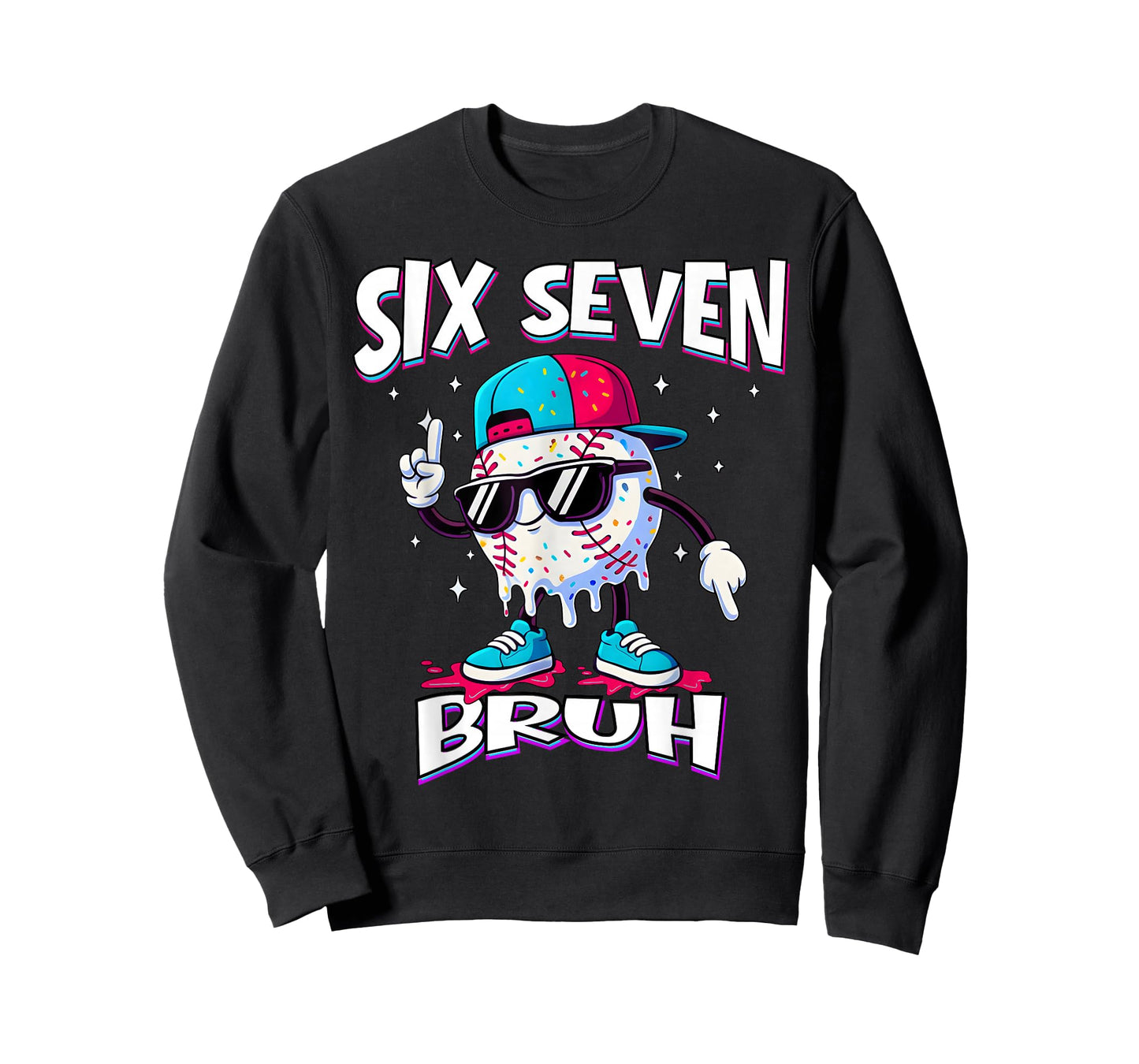 67 Meme Six Seven Funny Baseball Ice Cream Drip Girls Boys T-Shirt