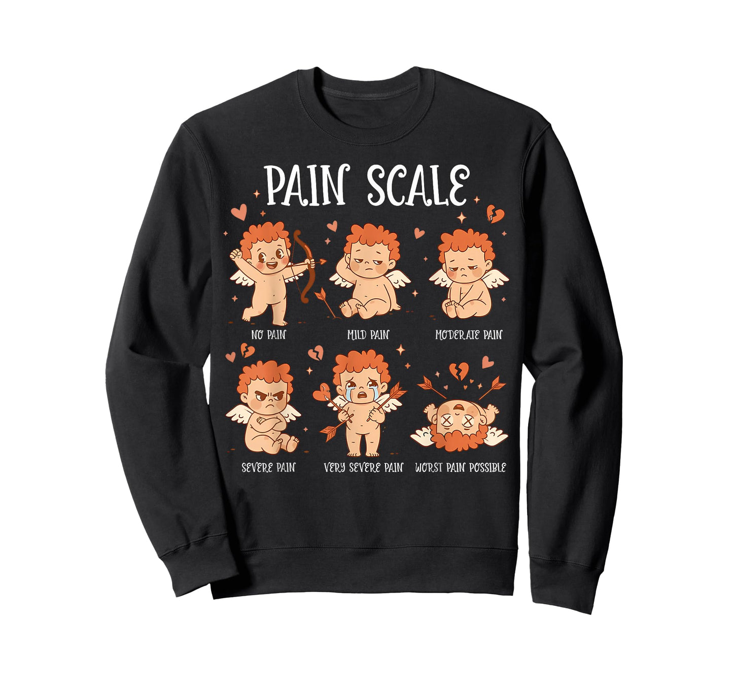 Pain Scale Cupid Pain Assessment Trauma Nurse Valentine Day T-Shirt