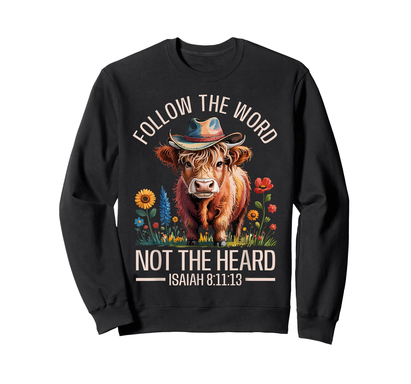 Follow The Word Not The Herd Christian Western Highland Cow T-Shirt
